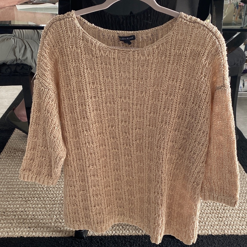 Eileen Fisher Cream Knit cotton/linen Sweater